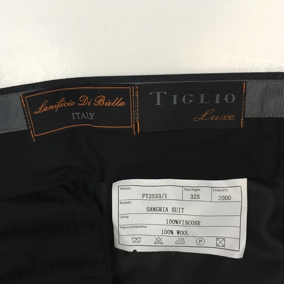 Tiglio mens suit 38s gray blue checks wool 2 piece nwt 2 button italy NWT ea0129 - Picture 8 of 8